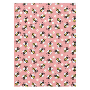 Cute little bees and daisy flowers pattern tablecloth