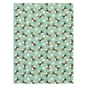 Cute little bees and daisy flowers pattern tablecloth