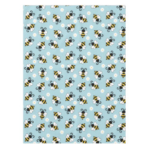 Cute little bees and daisy flowers pattern tablecloth