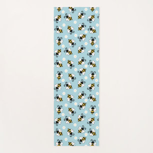 Cute little bees and daisy flowers pattern yoga mat