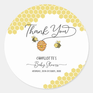 Cute Little Bees Honeycomb Baby Shower Classic Round Sticker