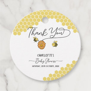 Cute Little Bees Honeycomb Baby Shower Favour Tags