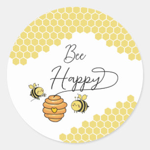 Cute Little Bees Honeycomb Classic Round Sticker