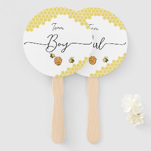 Cute Little Bees Honeycomb Gender Reveal Hand Fan