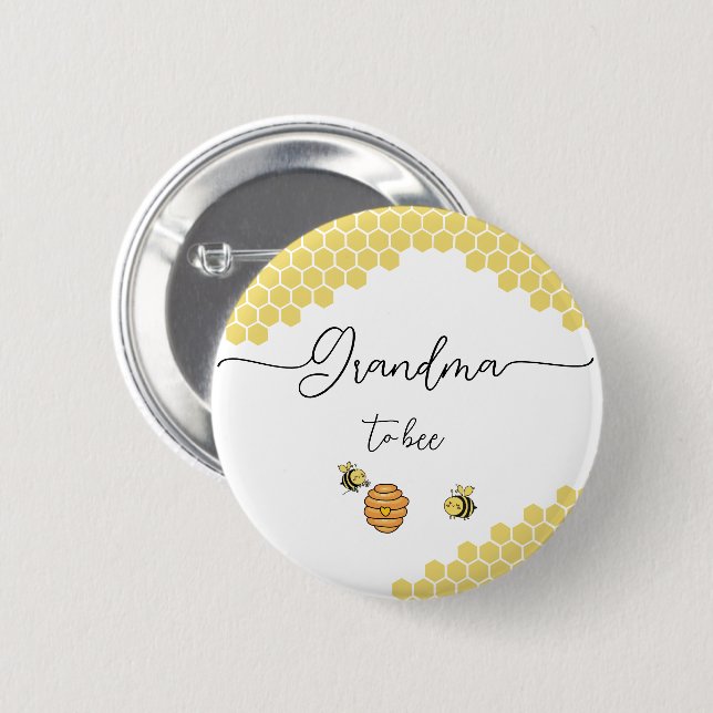 Cute Little Bees Honeycomb Grandma-to-bee Button (Front & Back)