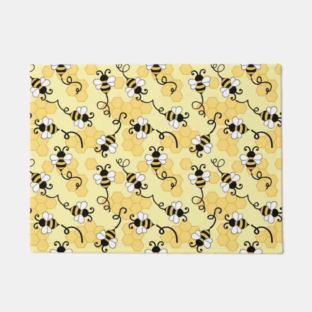 Cute little bees pattern doormat (Front)