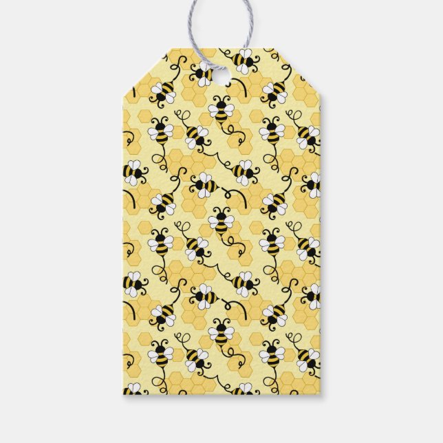 Cute little bees pattern gift tags (Front)