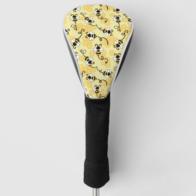 Cute little bees pattern golf head cover (Front)