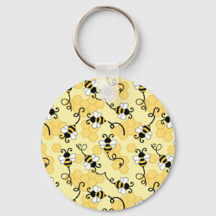 Cute little bees pattern key ring