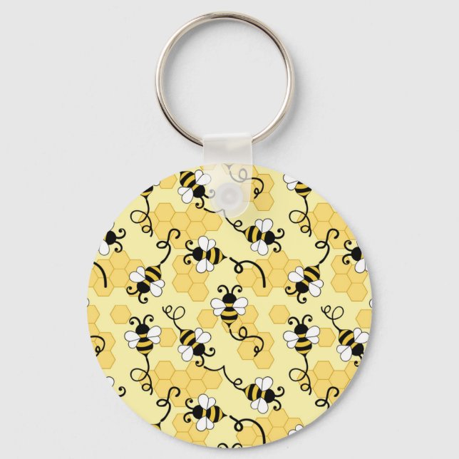 Cute little bees pattern key ring (Front)