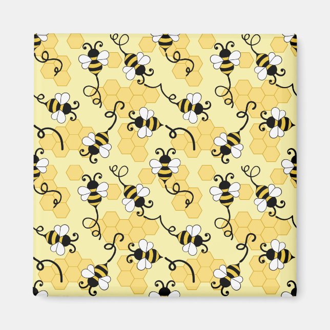 Cute little bees pattern magnet (Front)