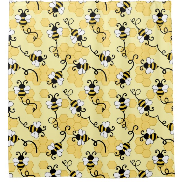 Cute little bees pattern shower curtain (Front)
