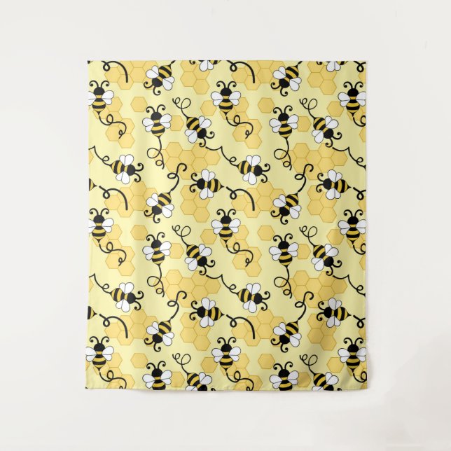 Cute little bees pattern tapestry (Front)