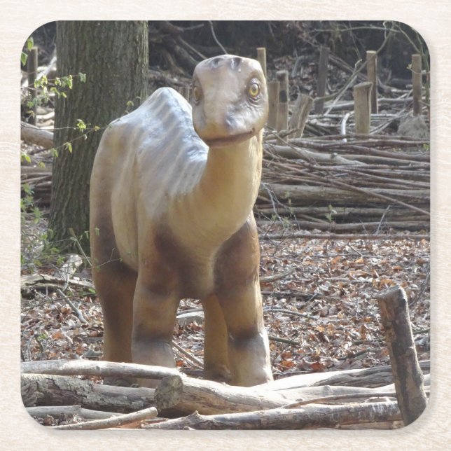 Cute Little Beige Dinosaur Coaster (Front)
