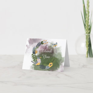 Cute Little Bird and Butterfly Thank You Card