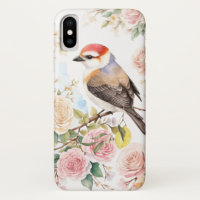 Cute Little Bird and Colourful Flowers