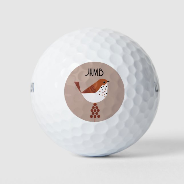 Cute Little Bird Animal Monogram Art Golf Balls (Front)