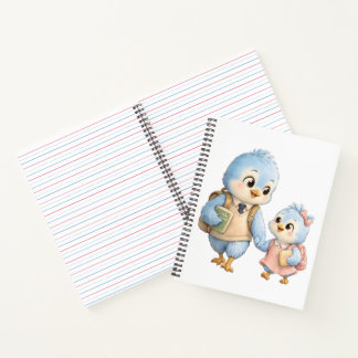 Cute Little Bird Brother Sister Writing Notebook