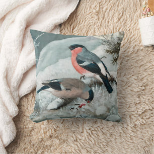 Cute little bird- Bullfinch, Art Cushion