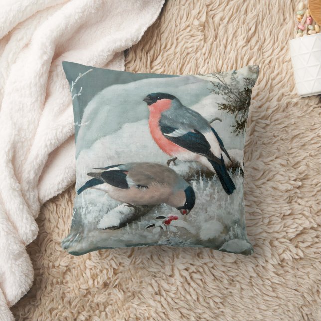 Cute little bird- Bullfinch, Art Cushion (Blanket)