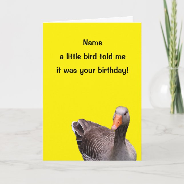 Cute Little Bird Funny Happy Birthday Card (Front)