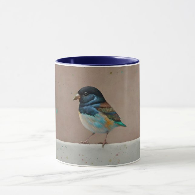Cute Little Bird on a Fence Art Mug Cup (Center)