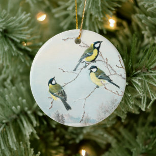 Cute little birds by Matti Karppanen, Birds Art Ceramic Tree Decoration