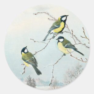 Cute little birds by Matti Karppanen, Birds Art Classic Round Sticker
