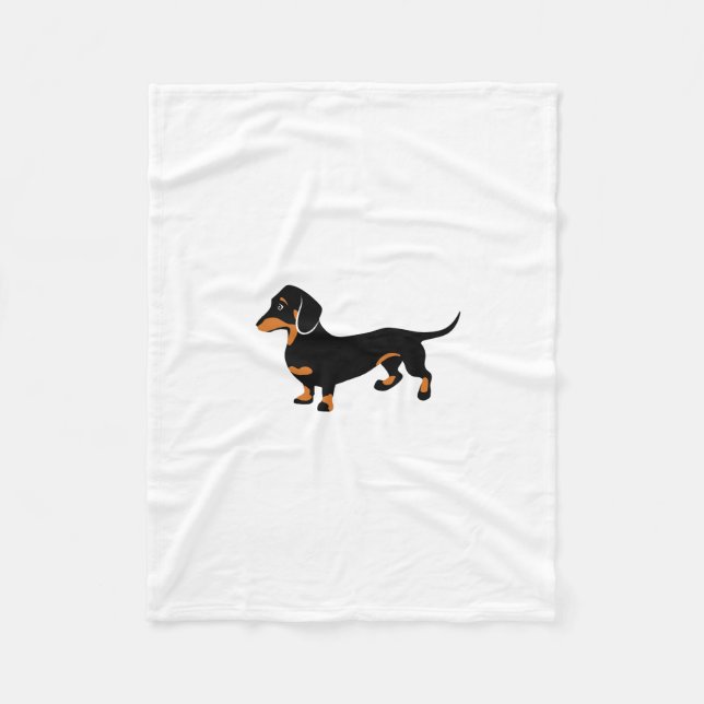 Cute Little Black and Tan Dachshund - Doxie Dog Fleece Blanket (Front)