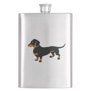Cute Little Black and Tan Dachshund - Doxie Dog Hip Flask