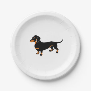 Cute Little Black and Tan Dachshund - Doxie Dog Paper Plate