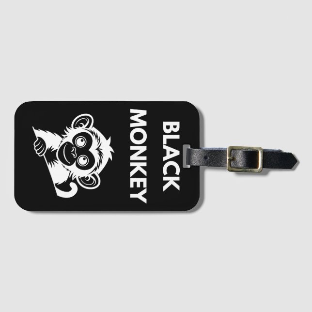 Cute Little Black Monkey Luggage Tag (Front Horizontal)