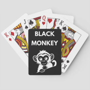 Cute Little Black Monkey Playing Cards