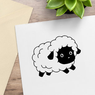 Cute Little Black Nosed Sheep Lamb Rubber Stamp