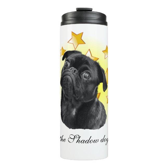 Cute Little Black Pug is a Star  Thermal Tumbler (Front)