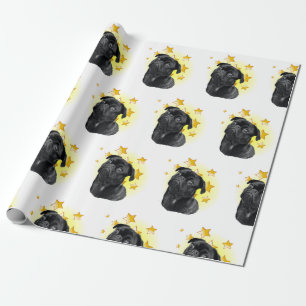 Cute Little Black Pug is a Star Wrapping Paper