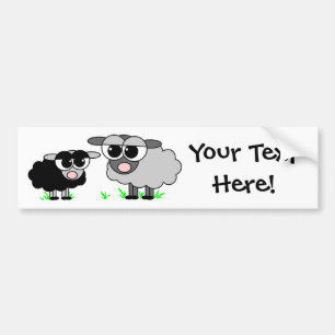 Cute Little Black Sheep and Big Grey Sheep Bumper Sticker
