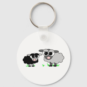 Cute Little Black Sheep and BigGray Sheep Key Ring
