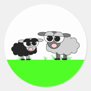 Cute Little Black Sheep & Big Grey Sheep Stickers