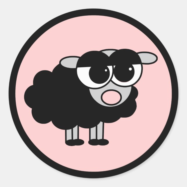 Cute Little Black Sheep Black and Pink Stickers (Front)