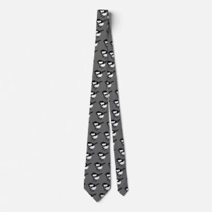 Cute Little Black & White, Grey Chickadee Bird Tie