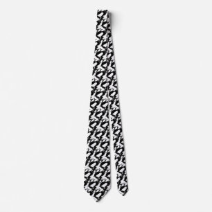 Cute Little Black & White, Grey Chickadee Bird Tie