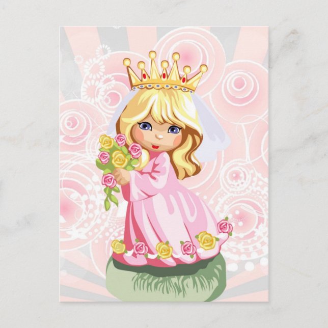 Cute little blonde princess wearing crown postcard (Front)