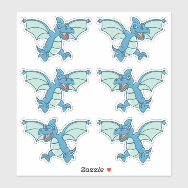 Cute Little Blue and Green Dinosaur Dragons (Sheet)