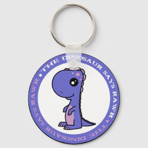 Cute Little Blue and Purple Dinosaur Key Ring