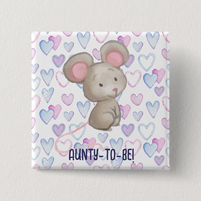Cute Little Blue Aunty  to be Cute Baby Shower 15 Cm Square Badge (Front)