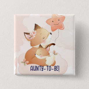 Cute Little Blue Aunty  to be Cute Baby Shower 15 Cm Square Badge