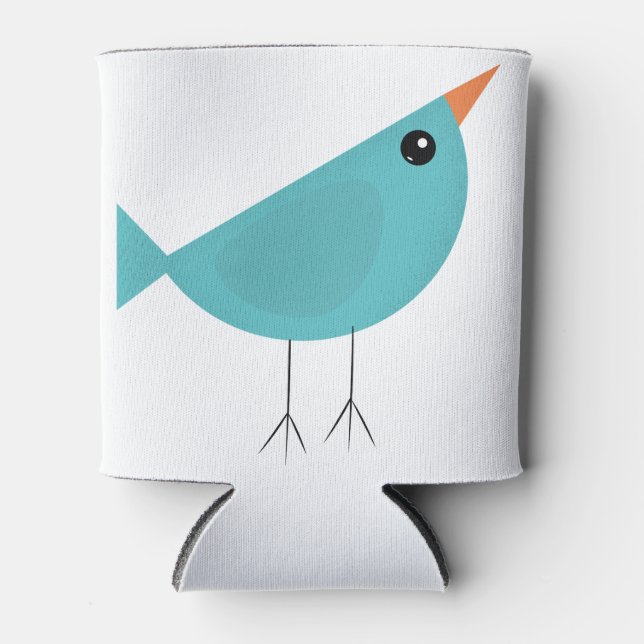 Cute little blue bird can cooler (Front)