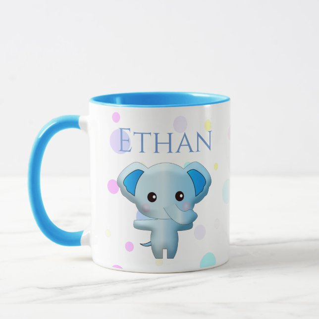 Cute Little Blue Boy Elephant Mug (Left)