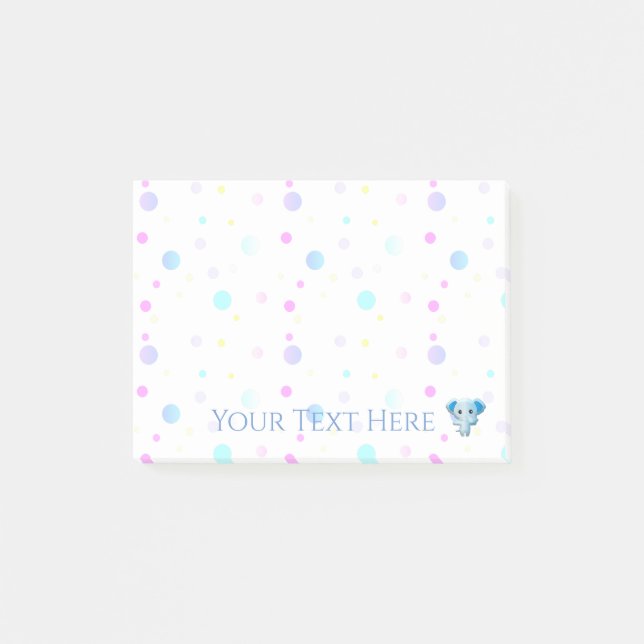 Cute Little Blue Boy Elephant Post-it Notes (Front)